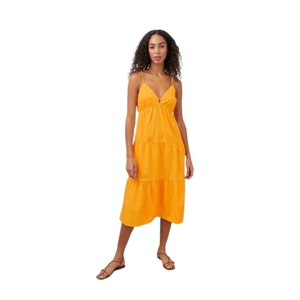 Rails Avril Midi Tiered Sundress Festival Dress in Marigold size M